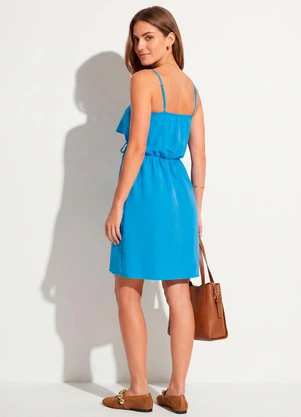 Quintess - Vestido Azul em Crepe Plano - QUINTESS