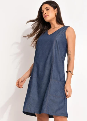 Bimini - Vestido Azul em Jeans Leve - BIMINI