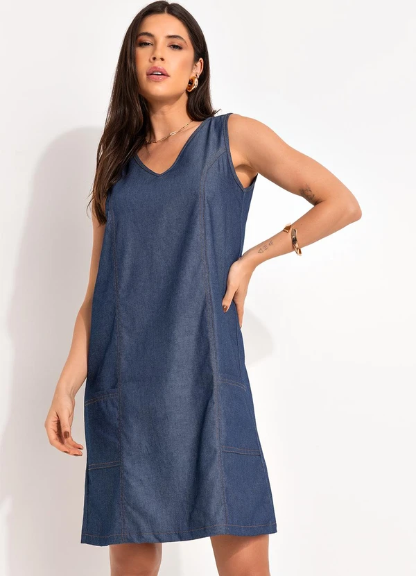 Bimini - Vestido Azul em Jeans Leve 5