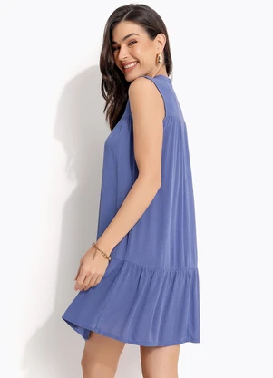 Quintess - Vestido Azul em Viscose Plana - QUINTESS