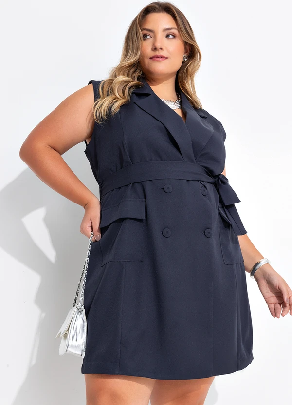 Quintess - Vestido Azul Escuro em Alfaiataria 3