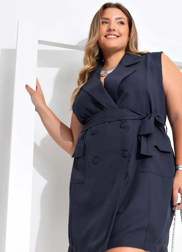 Quintess - Vestido Azul Escuro em Alfaiataria 2