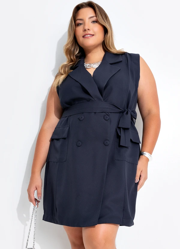 Quintess - Vestido Azul Escuro em Alfaiataria 9