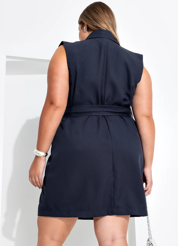 Quintess - Vestido Azul Escuro em Alfaiataria 8