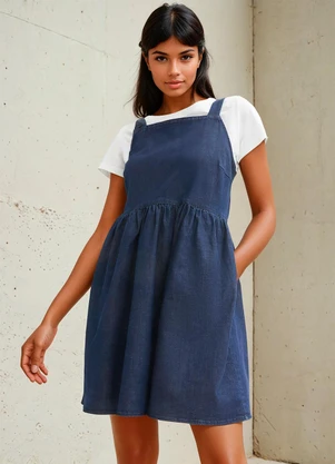 bonprix - Vestido Azul Escuro em Jeans Leve - BONPRIX