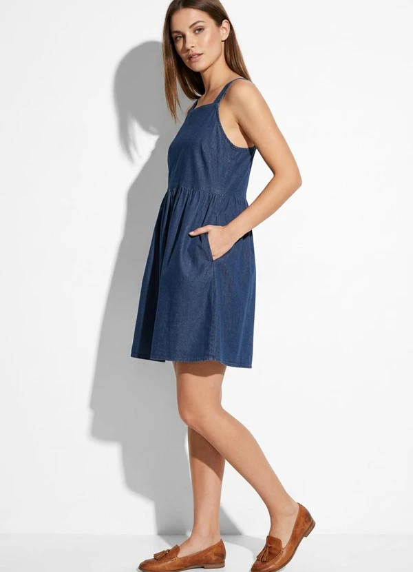 bonprix - Vestido Azul Escuro em Jeans Leve 4