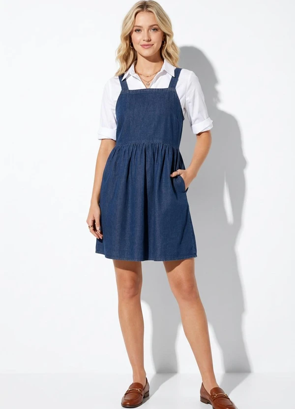 bonprix - Vestido Azul Escuro em Jeans Leve 5