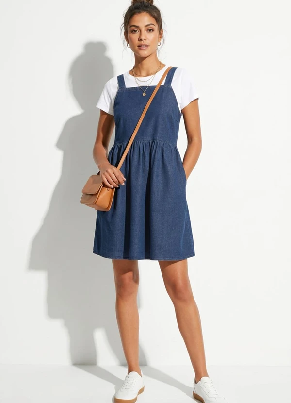 bonprix - Vestido Azul Escuro em Jeans Leve 6