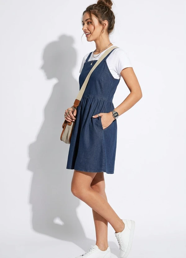 bonprix - Vestido Azul Escuro em Jeans Leve 7