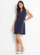 Vestido Azul Gola Polo