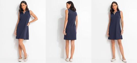 Vestido Azul Gola Polo
