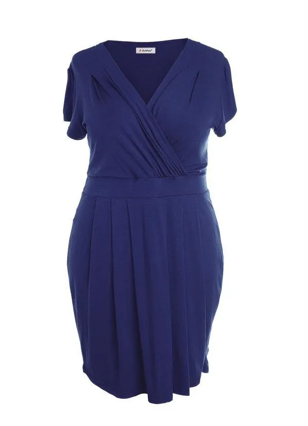 Quintess - Vestido Azul Marinho com Decote Transpassado 10