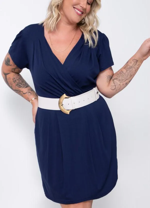 Quintess - Vestido Azul Marinho com Decote Transpassado 12