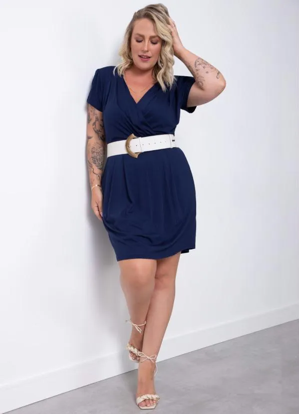 Quintess - Vestido Azul Marinho com Decote Transpassado 13