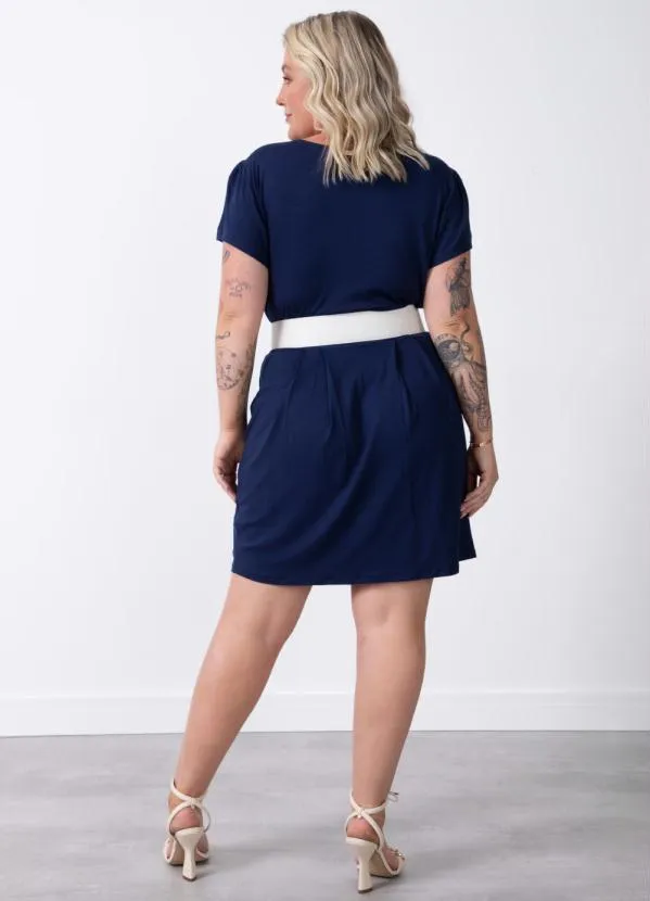 Quintess - Vestido Azul Marinho com Decote Transpassado 14