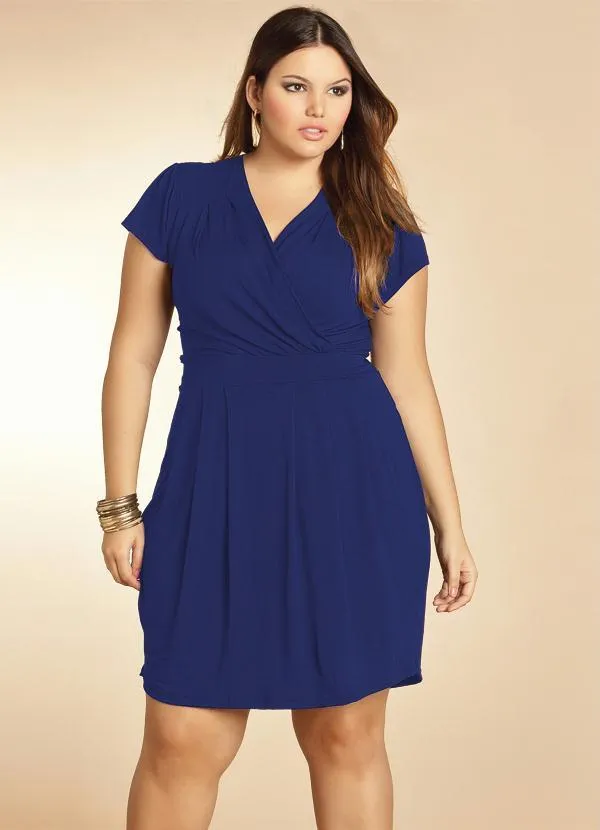 Quintess - Vestido Azul Marinho com Decote Transpassado 6