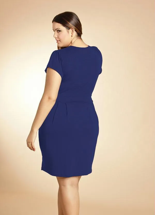 Quintess - Vestido Azul Marinho com Decote Transpassado 7