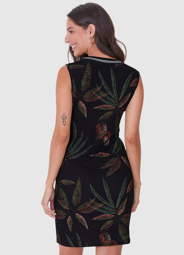 Malwee - Vestido Azul Marinho Curto Folhagens 2