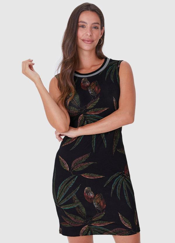 Malwee - Vestido Azul Marinho Curto Folhagens 4