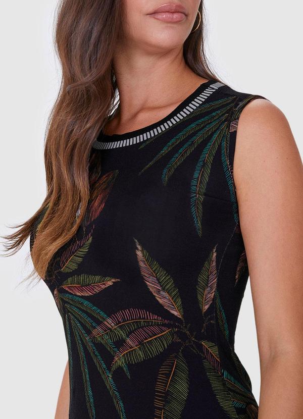 Malwee - Vestido Azul Marinho Curto Folhagens 5