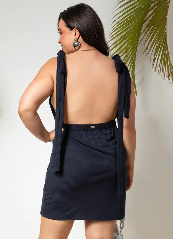 Quintess - Vestido Azul Marinho em Canelado 7