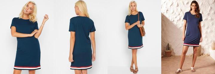 Vestido Azul Marinho em Malha de Algodo