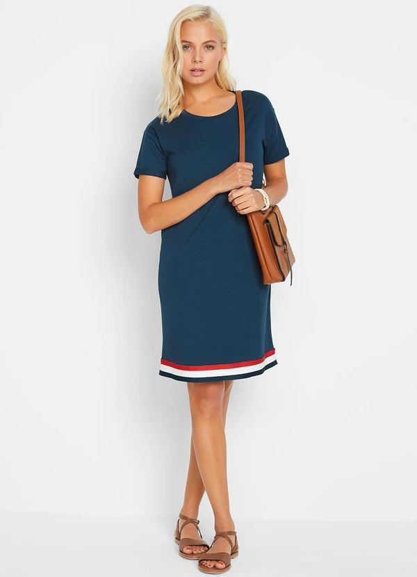 bonprix - Vestido Azul Marinho em Malha de Algodão 3