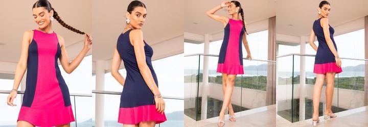 Vestido Azul Marinho em Malha de Viscose