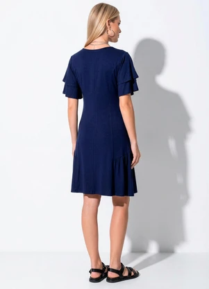 Quintess - Vestido Azul Marinho em Malha de Viscose - QUINTESS