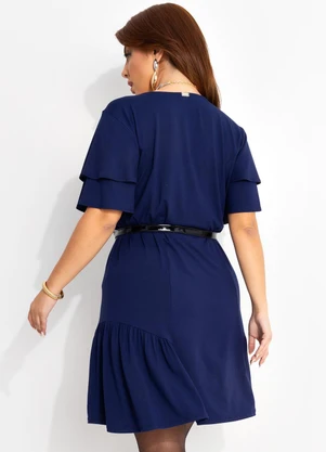 Quintess - Vestido Azul Marinho em Malha de Viscose - QUINTESS