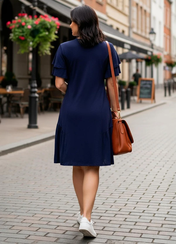 Quintess - Vestido Azul Marinho em Malha de Viscose 2