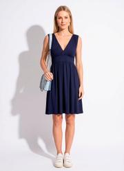 Vestido Azul Marinho em Malha de Viscose