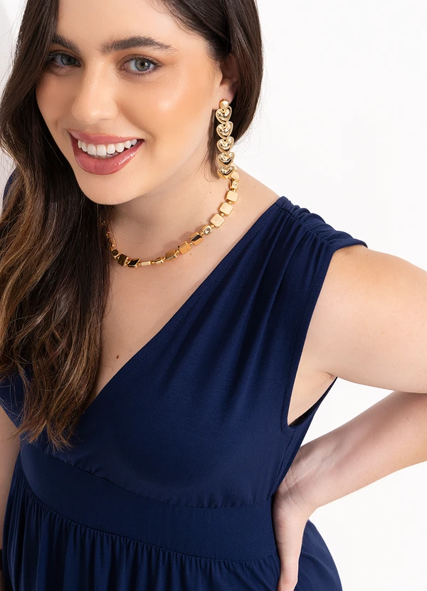 Quintess - Vestido Azul Marinho em Malha de Viscose 10