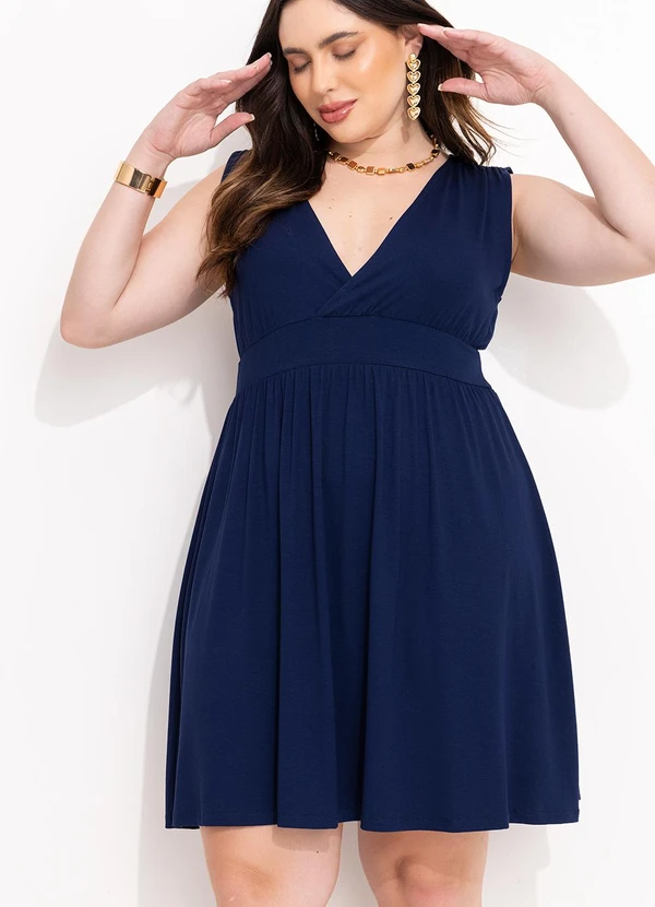 Quintess - Vestido Azul Marinho em Malha de Viscose 13