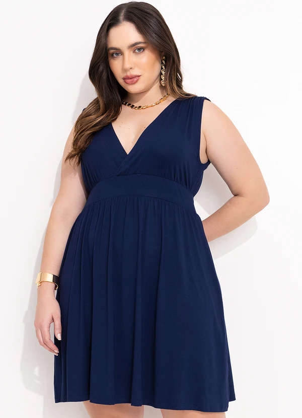 Quintess - Vestido Azul Marinho em Malha de Viscose 6