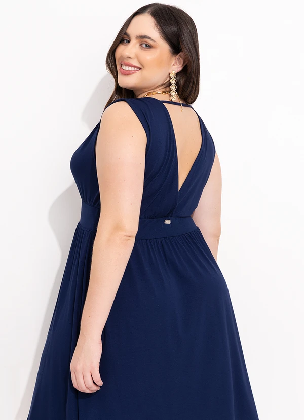 Quintess - Vestido Azul Marinho em Malha de Viscose 7