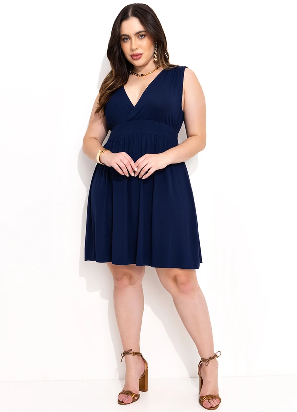 Quintess - Vestido Azul Marinho em Malha de Viscose 8