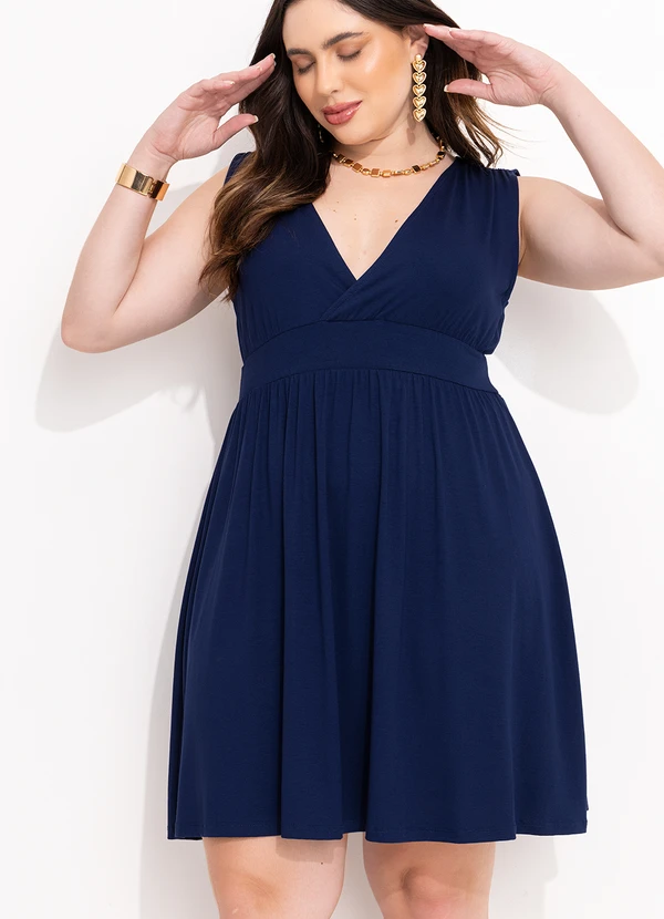 Quintess - Vestido Azul Marinho em Malha de Viscose 9