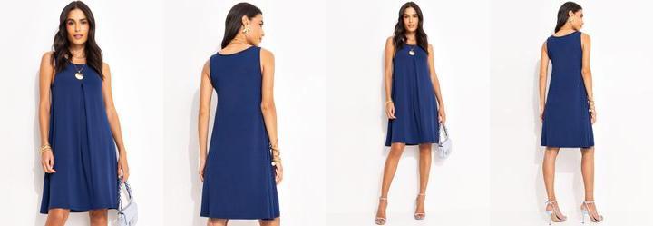 Vestido Azul Marinho em Malha de Viscose