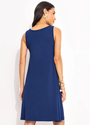 Quintess - Vestido Azul Marinho em Malha de Viscose - QUINTESS