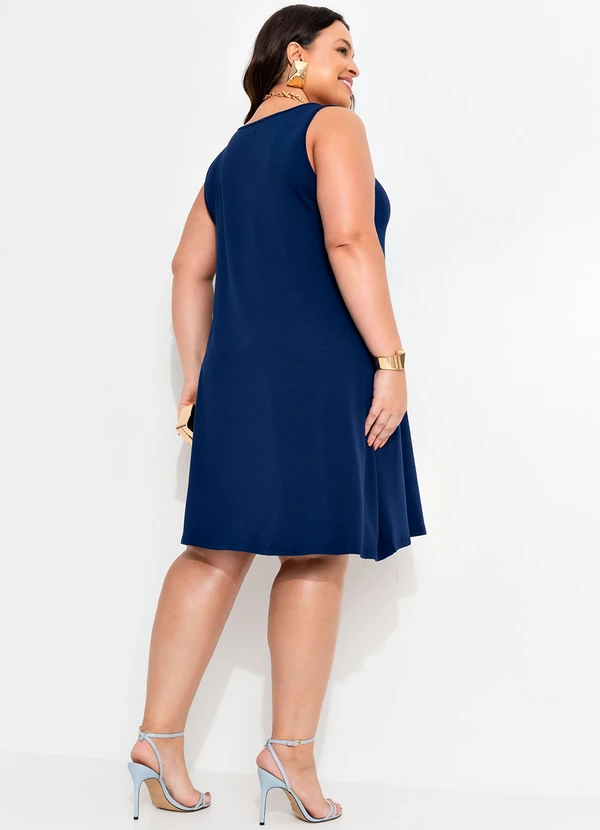 Quintess - Vestido Azul Marinho em Malha de Viscose 10