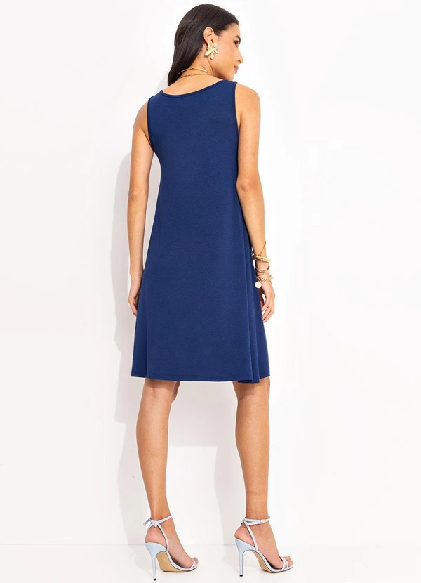 Quintess - Vestido Azul Marinho em Malha de Viscose 4