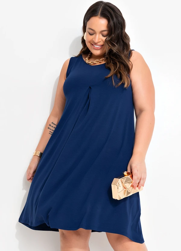 Quintess - Vestido Azul Marinho em Malha de Viscose 7