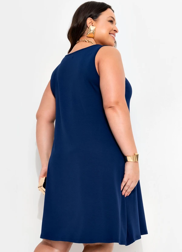 Quintess - Vestido Azul Marinho em Malha de Viscose 8