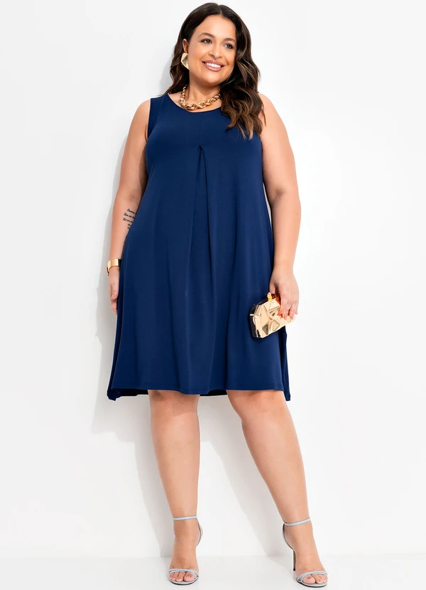 Quintess - Vestido Azul Marinho em Malha de Viscose 9