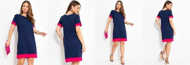 Vestido Azul Marinho em Malha de Viscose