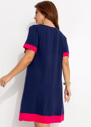 Quintess - Vestido Azul Marinho em Malha de Viscose - QUINTESS