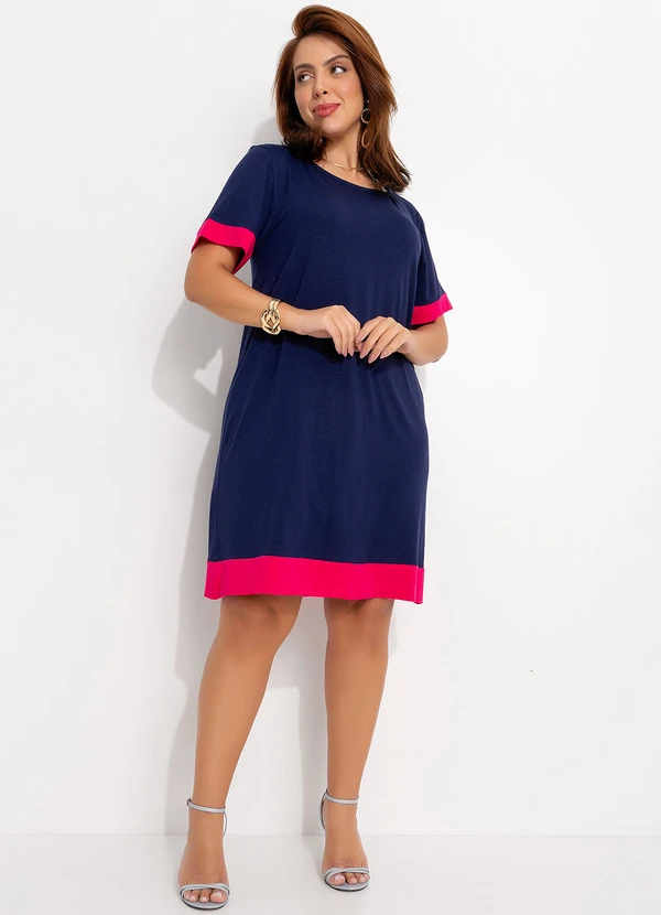 Quintess - Vestido Azul Marinho em Malha de Viscose 10