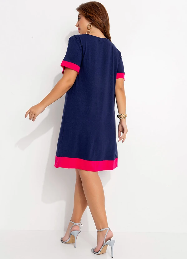 Quintess - Vestido Azul Marinho em Malha de Viscose 11