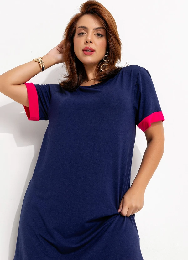 Quintess - Vestido Azul Marinho em Malha de Viscose 12